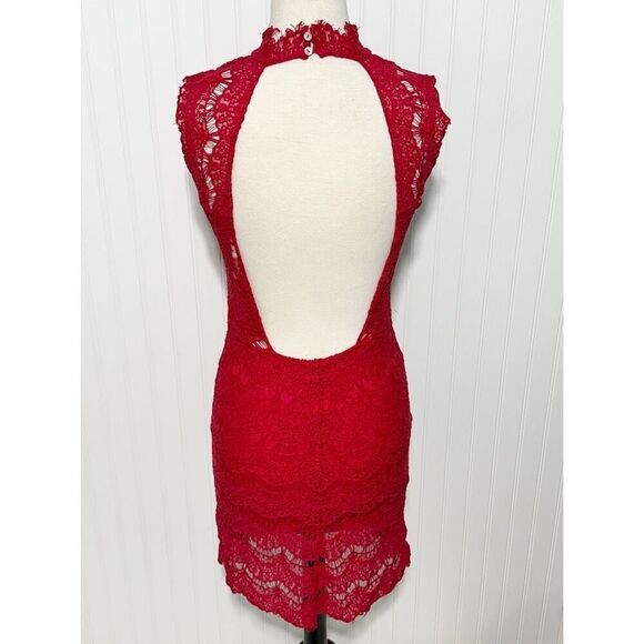 Intimately Free People Women's Daydream Lace Mini Dress Red‎ Medium - Picture 3 of 12